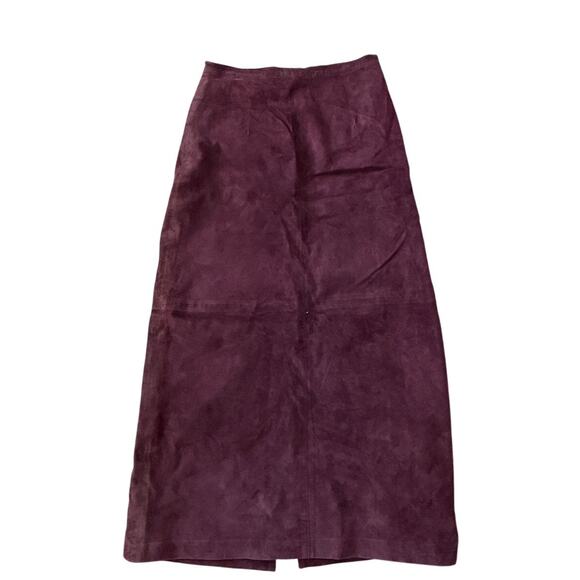Brandon Thomas Burgundy Suede Midi Skirt